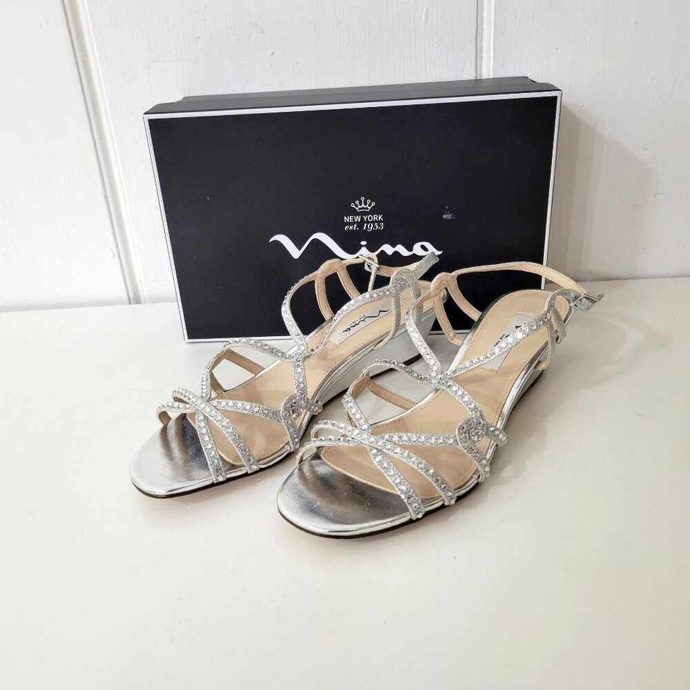 Nina Finola Silver Glitter Sandals Women's Size 9 - Picture 6 of 6